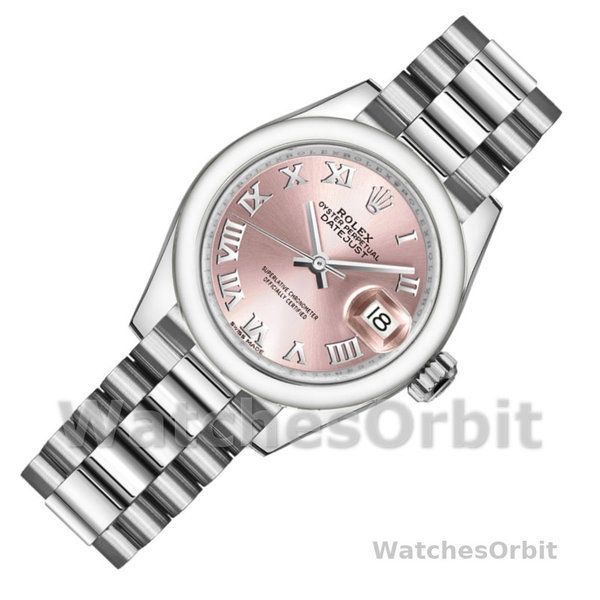 Rolex Datejust 279166 Pink Roman Numeral Dial Domed Bezel 28mm Lady Replica Watch