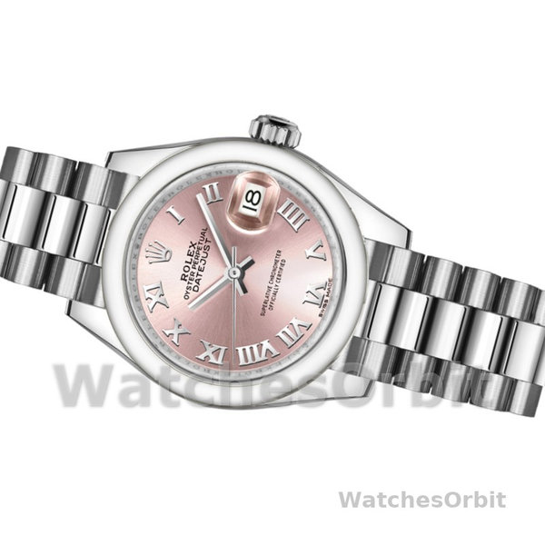 Rolex Datejust 279166 Pink Roman Numeral Dial Domed Bezel 28mm Lady Replica Watch