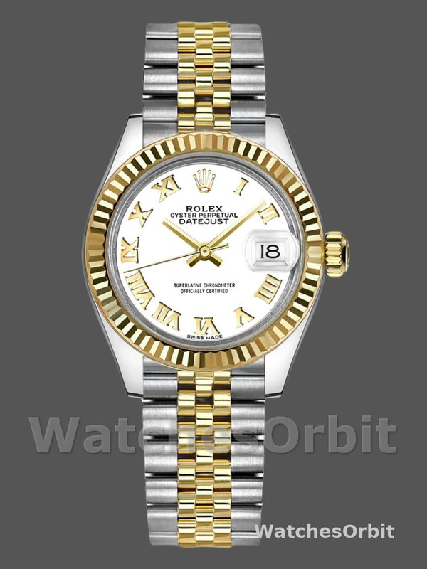 Rolex Datejust 279173 White Roman Numeral Dial Fluted Bezel 28mm Lady Replica Watch