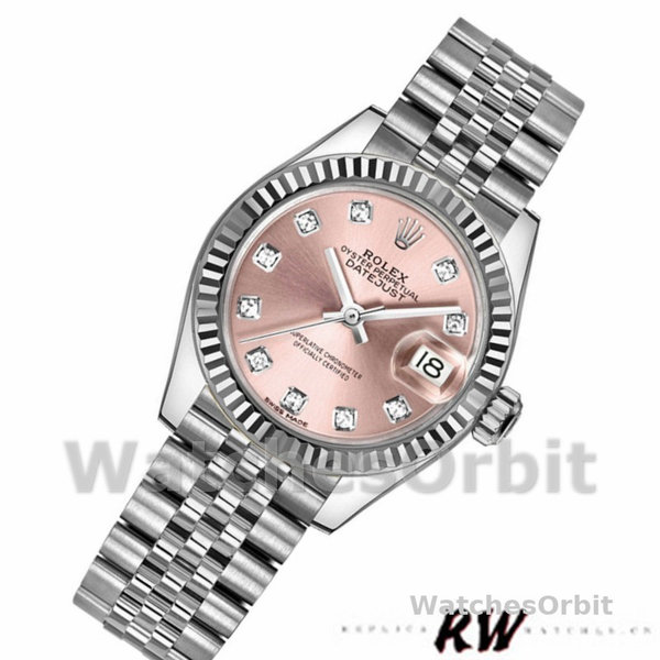 Rolex Datejust 279174 Stainless Steel Pink Diamond Dial 28mm Lady Replica Watch