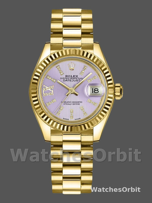 Rolex Datejust 279178 Lilac Purple Dial Fluted Bezel 28mm Lady Replica Watch