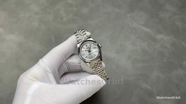 Rolex Datejust 28 Automatic Silver Dial White Gold and Steel M279174 0005 Women's Watch