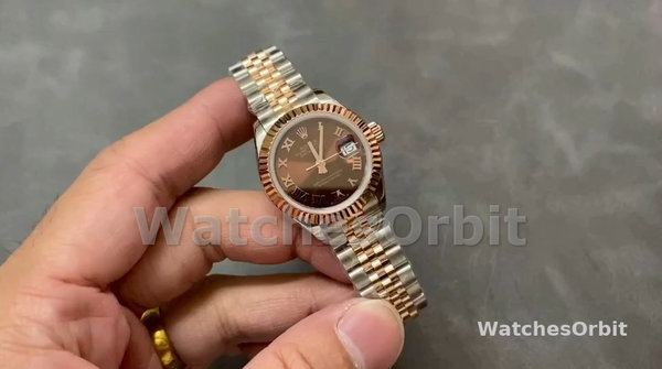 Rolex Datejust 28 Chocolate Index Steel & Rose Gold m279171 0009 Women's Watch