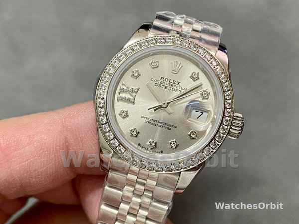 Rolex Datejust 28 Silver Dial Diamond Bezel m279384rbr 0021 Women's Watch
