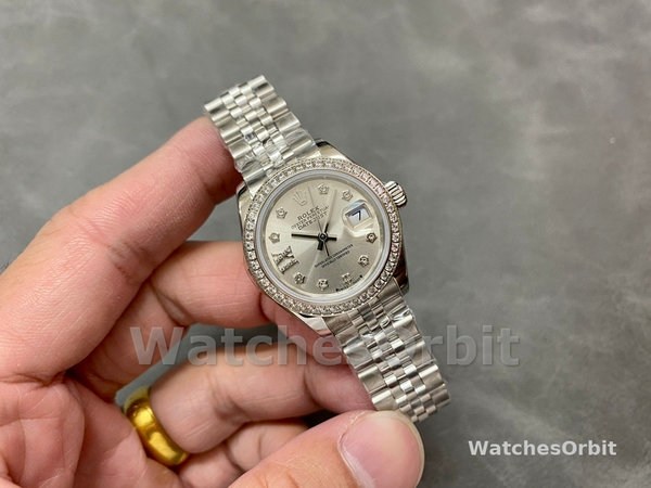 Rolex Datejust 28 Silver Dial Diamond Bezel m279384rbr 0021 Women's Watch