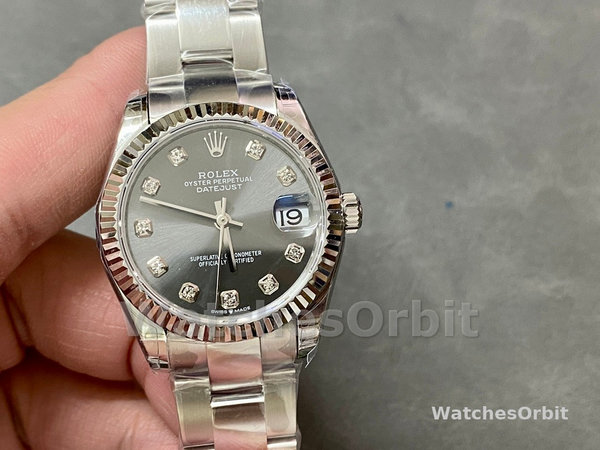 Rolex Datejust 31 Grey Diamond Dial Fluted Bezel 278274 Women's Watch