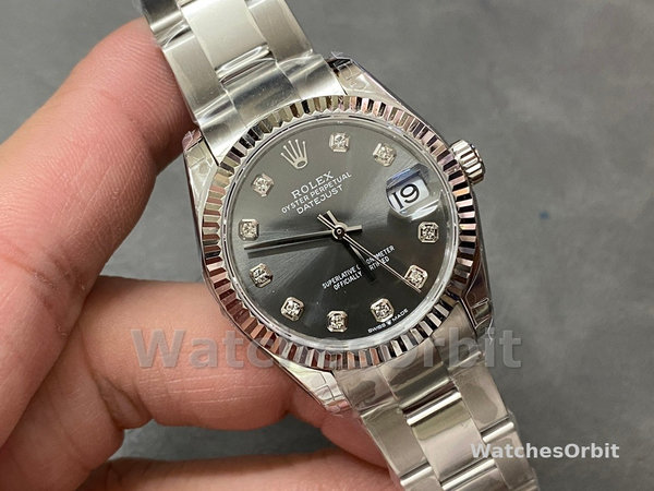 Rolex Datejust 31 Grey Diamond Dial Fluted Bezel 278274 Women's Watch