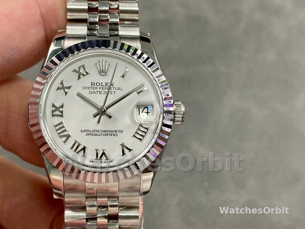 Rolex Datejust 31 White Roman Dial Fluted Bezel Jubilee 278274 0010 Ladies Watch