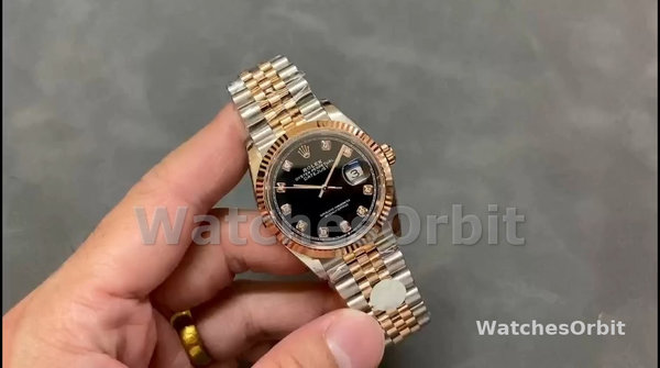 Rolex Datejust 36 Everose Gold Black Diamond Dial M126231 0019 Women's Watch