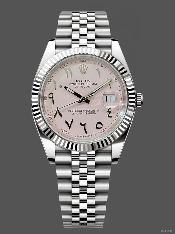 Rolex Datejust Middle Eastern Digital Pink Dial Fluted Bezel M126234