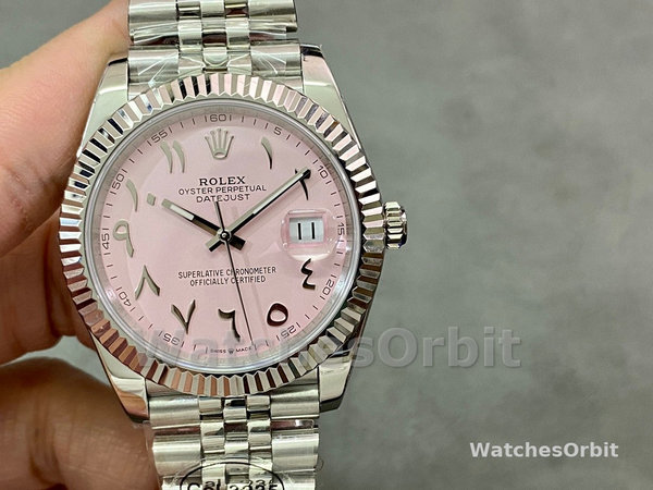 Rolex Datejust Middle Eastern Digital Pink Dial Fluted Bezel M126234