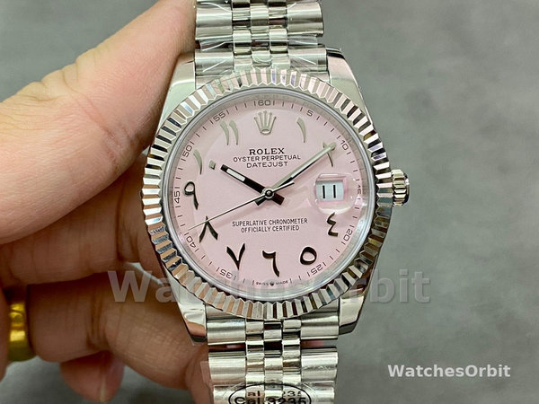 Rolex Datejust Middle Eastern Digital Pink Dial Fluted Bezel M126234