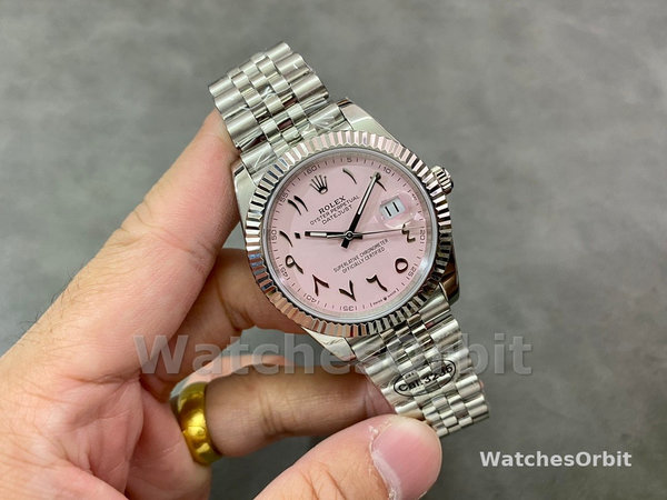 Rolex Datejust Middle Eastern Digital Pink Dial Fluted Bezel M126234