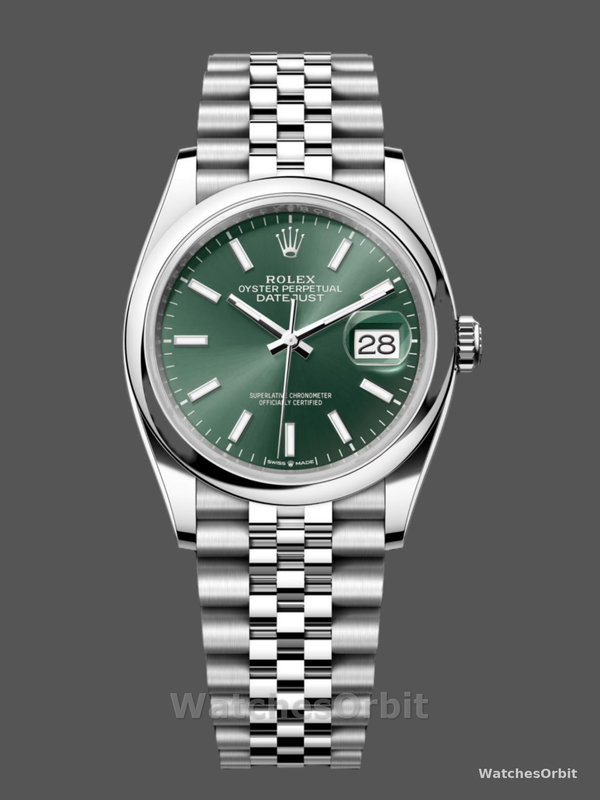 Rolex Datejust 36 Stainless Steel Mint Green Dial Jubilee M126200-0023