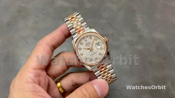 Rolex Datejust 36mm 126201 0038 Silver Palm Motif Dial Oyster Bracelet Watch