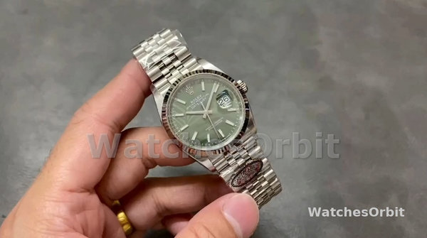 Rolex Datejust 36mm Fluted Bezel Green Palm Index Dial Jubilee 126234 0047