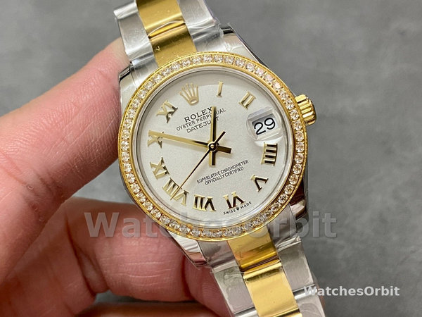 Rolex Datejust 36mm Stainless Steel and Yellow Gold m126283rbr 0016 White Roman Oyster
