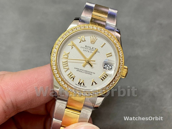 Rolex Datejust 36mm Stainless Steel and Yellow Gold m126283rbr 0016 White Roman Oyster