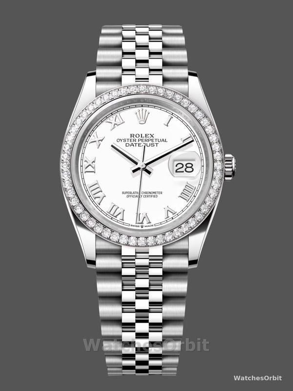 Rolex Datejust 36mm Stainless Steel White Roman Jubilee m126284rbr 0017