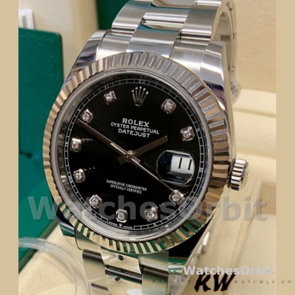 Rolex Datejust 41 Fluted Bezel Black Diamond Dial m126334 0011 Mens Replica Watch