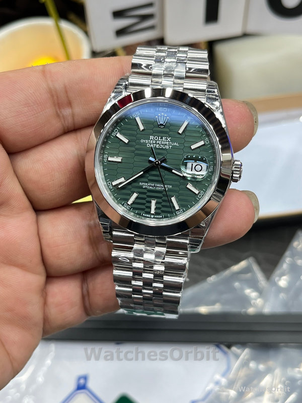 Rolex Datejust 41 Mint Green Dial with Smooth Bezel 126300 Men's Watch
