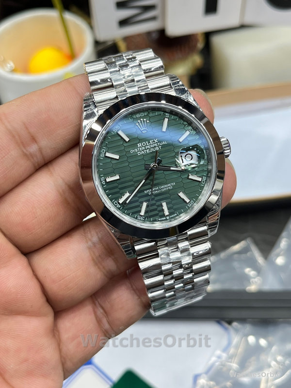 Rolex Datejust 41 Mint Green Dial with Smooth Bezel 126300 Men's Watch