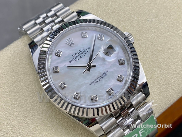 Rolex Datejust 41 Steel White Gold MOP Diamond Dial 126334 Men's Watch