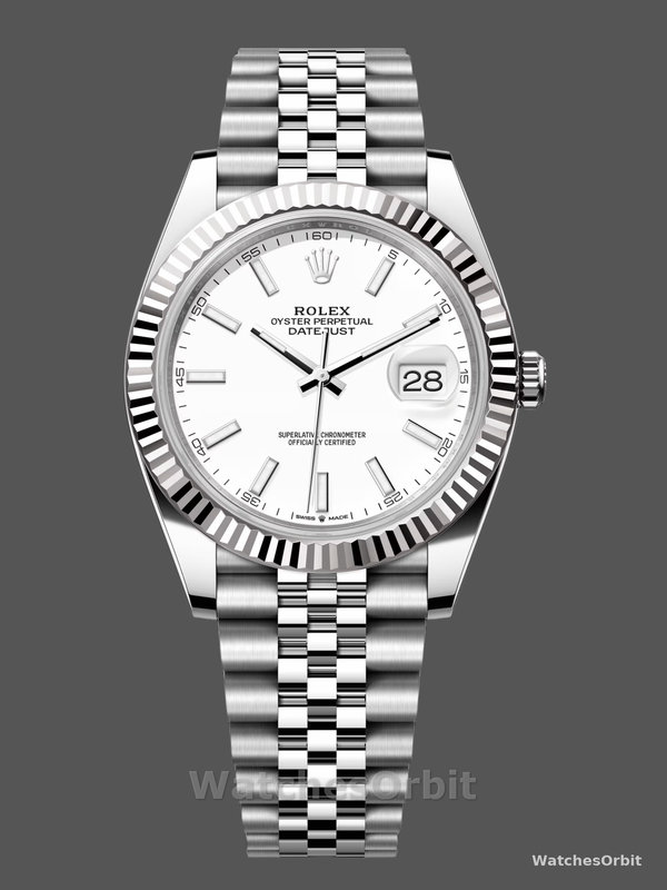 Rolex Datejust 41 Steel & White Gold White Dial Jubilee Bracelet M126334 0010 Men's Watch