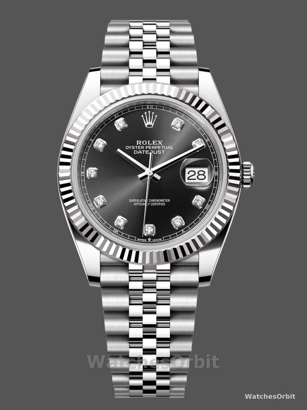 Rolex Datejust 41mm Black Diamond Dial White Rolesor Case m126334 0012 Men's Watch
