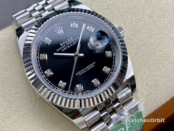 Rolex Datejust 41mm Black Diamond Dial White Rolesor Case m126334 0012 Men's Watch
