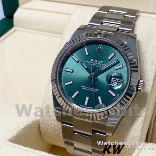 Rolex Datejust 41mm Fluted Bezel Green Dial m126334 0027 Mens Replica Watch