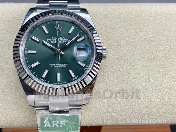 Rolex Datejust 41mm Fluted Bezel Green Dial m126334 0027 Mens Replica Watch
