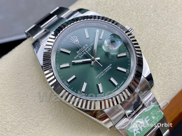 Rolex Datejust 41mm Fluted Bezel Green Dial m126334 0027 Mens Replica Watch