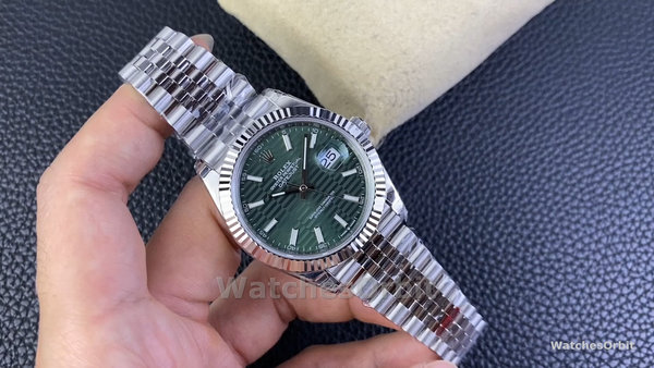 Rolex Datejust 41mm Stainless Steel 126334 0030 Mint Green Dial Fluted Jubilee