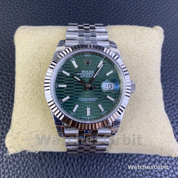 Rolex Datejust 41mm Stainless Steel 126334 0030 Mint Green Dial Fluted Jubilee