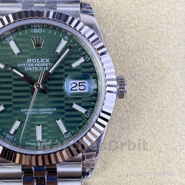 Rolex Datejust 41mm Stainless Steel 126334 0030 Mint Green Dial Fluted Jubilee