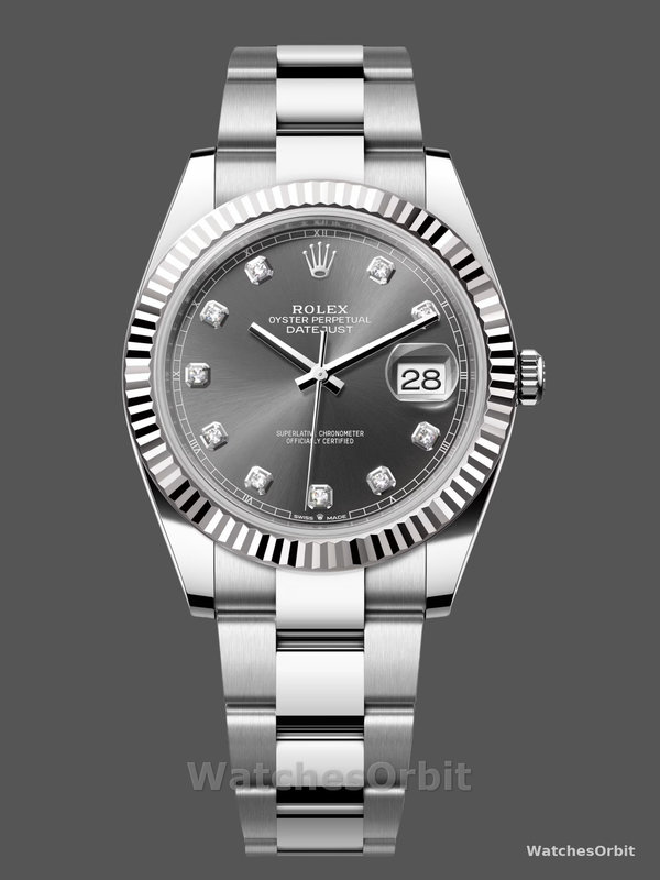 Rolex Datejust m126334 0005 Fluted Bezel Dark Rhodium Grey Dial 41MM Mens Replica Watch