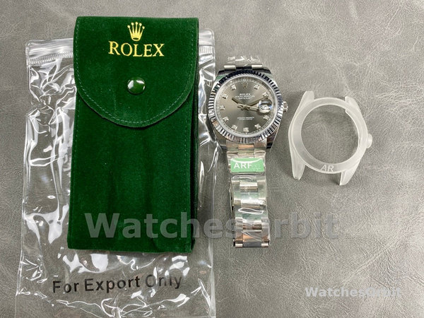 Rolex Datejust m126334 0005 Fluted Bezel Dark Rhodium Grey Dial 41MM Mens Replica Watch