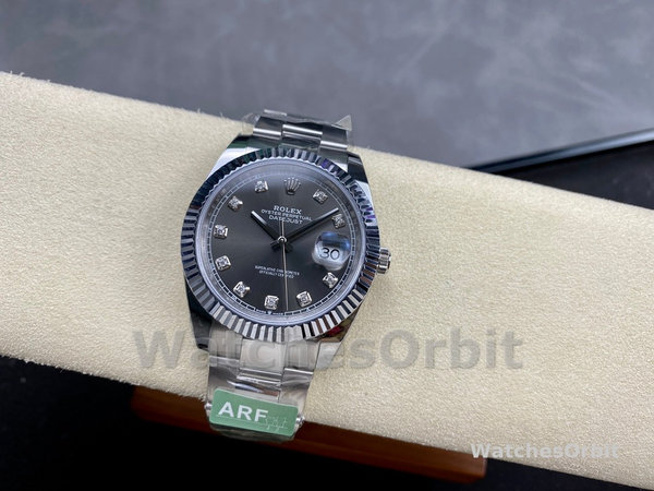 Rolex Datejust m126334 0005 Fluted Bezel Dark Rhodium Grey Dial 41MM Mens Replica Watch