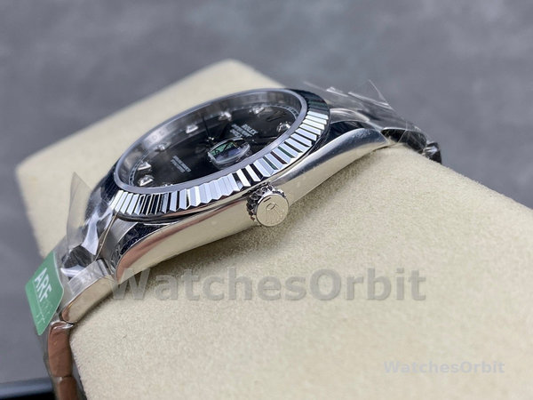 Rolex Datejust m126334 0005 Fluted Bezel Dark Rhodium Grey Dial 41MM Mens Replica Watch