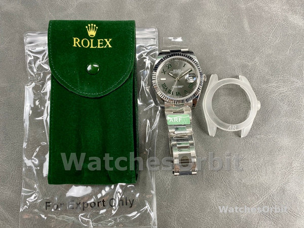Rolex Datejust m126334 0021 Fluted Bezel Grey Wimbledon Dial 41MM Mens Replica Watch