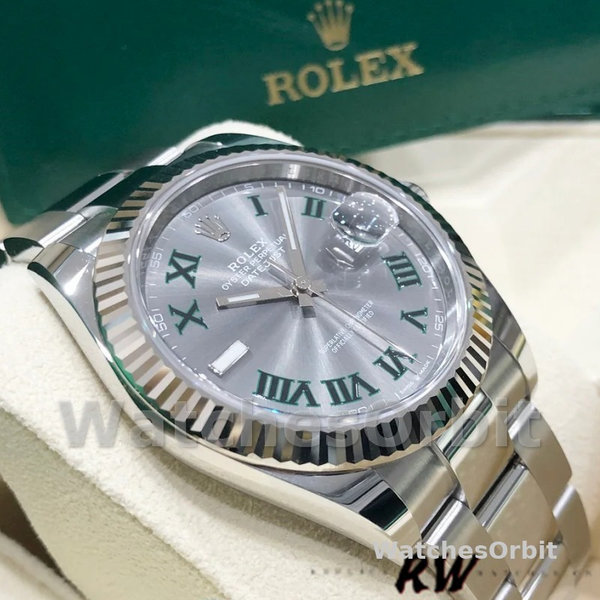 Rolex Datejust m126334 0021 Fluted Bezel Grey Wimbledon Dial 41MM Mens Replica Watch