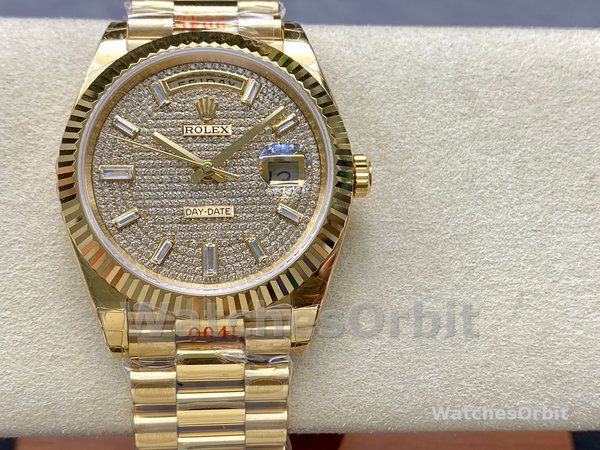 Rolex Day Date 40 Yellow Gold Pave Diamond Dial M228238 0054 Men's Watch