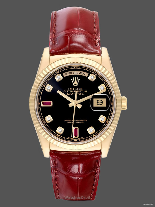 Rolex Day Date 118138 0020 Yellow Gold Diamond Ruby 36 mm
