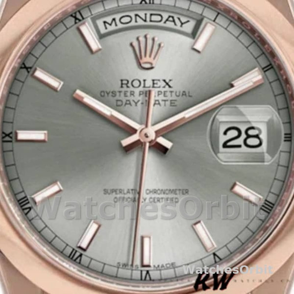 Rolex Day-Date 118205 Rose Gold Grey Dial 36mm Unisex Replica Watch