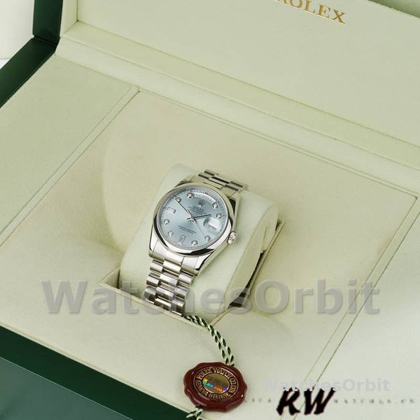 Rolex Day-Date 118206 Ice Blue Dial Diamond Platinum 36mm Unisex Replica Watch