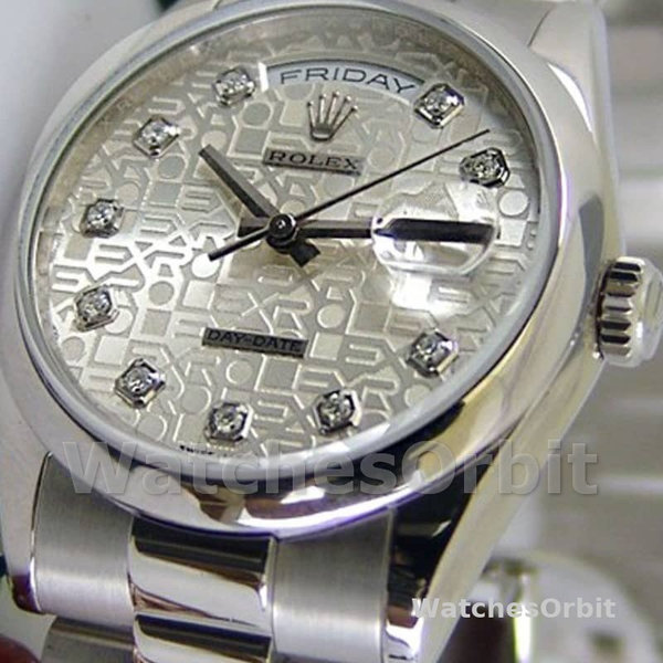 Rolex Day-Date 118206 Jubilee Silver Dial Diamonds 36mm Unisex Replica Watch