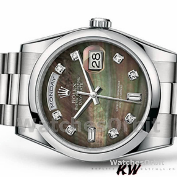 Rolex Day Date 118206 Mother of Pearl Black Dial 36mm Unisex Replica Watch