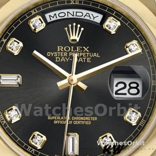 Rolex Day-Date 118208 Black Diamond Dial 36mm Unisex Replica Watch