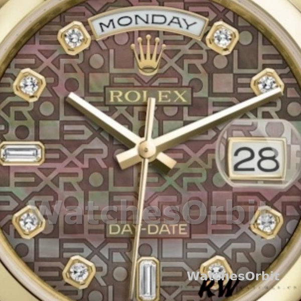 Rolex Day-Date 118208 Black Mother of Pearl Diamond Dial 36mm Unisex Replica Watch